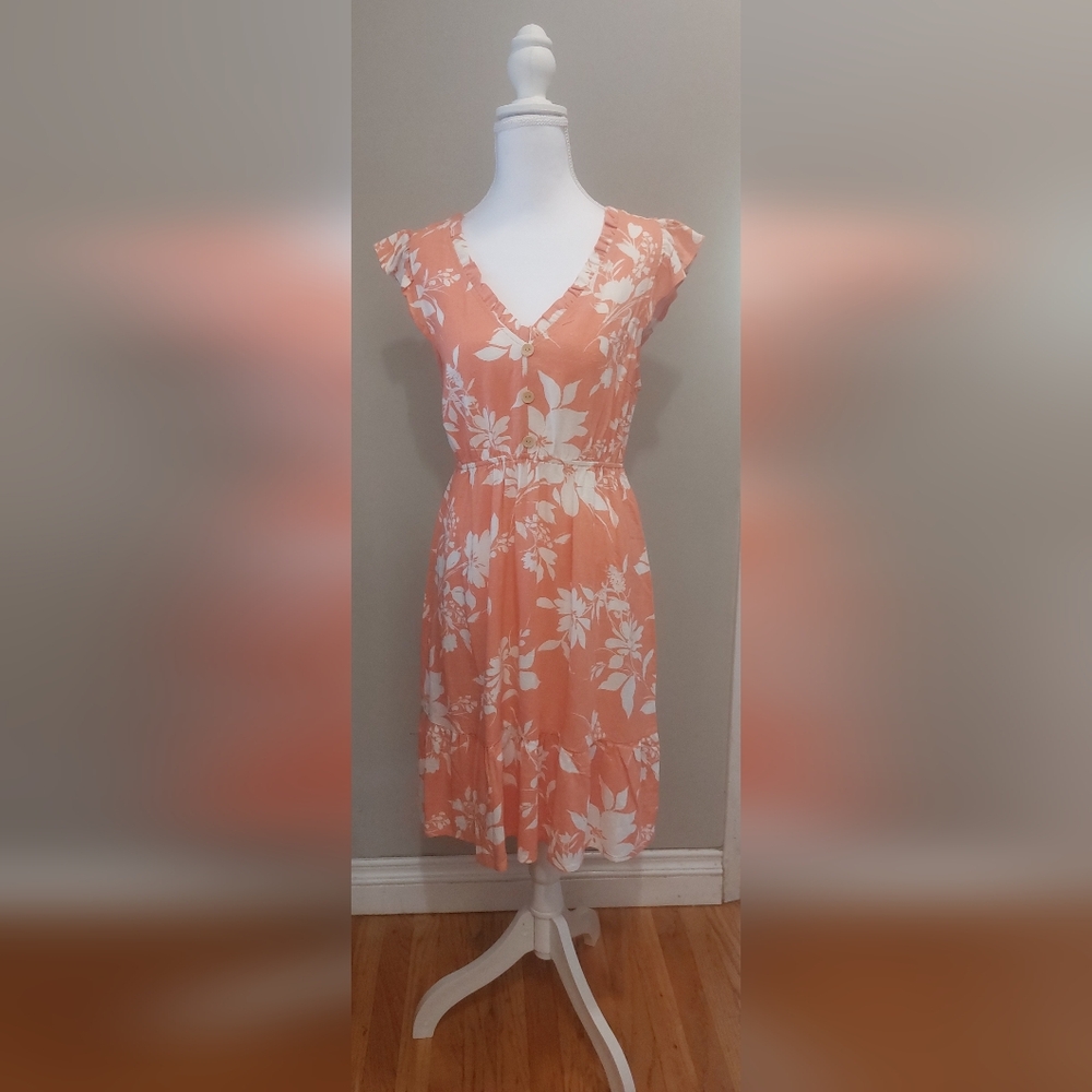 Orange and White Patterned Dress